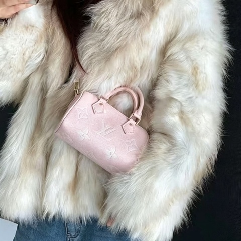 Louis Vuitton路易威登speedy nano草莓牛奶色芯片款近新全配🈶購證