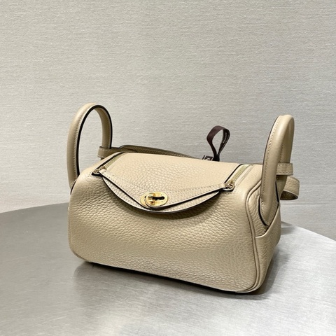 愛馬仕/Hermes  mini Lindy風衣灰金扣 U刻