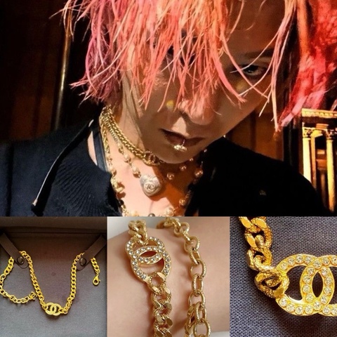Chanel 香奈兒 24V 水鑽雙C復古金鏈條鎖骨鏈頸鏈 Choker
