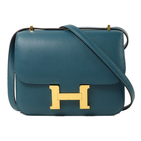HERMES Evercolor皮革Constance Mini肩背袋Vert Bosphore