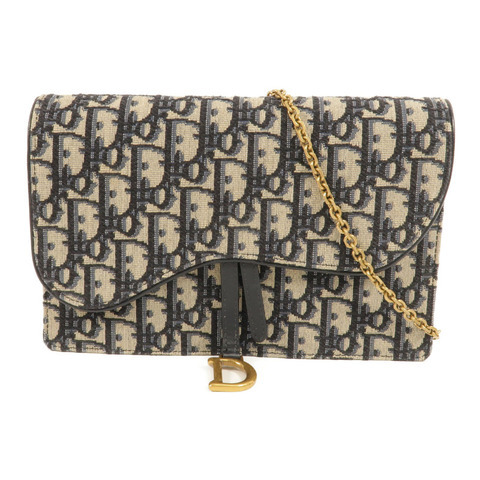 Dior 帆布Saddle Wallet On Chain鏈帶肩背袋