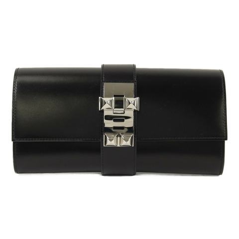 HERMES Box皮革Medor 23手拿包Noir