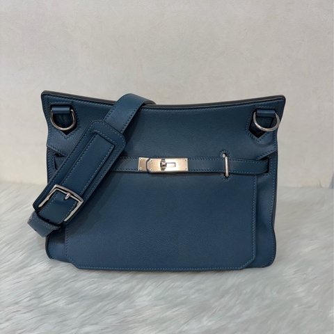 Hermes Jypsiere 28 霧霾藍 藍色 牛皮 銀釦 吉普賽 斜背包