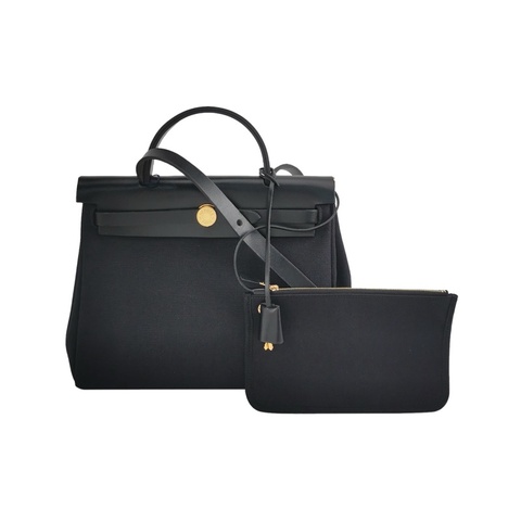 愛馬仕/Hermes Herbag31黑金手提包單肩包斜挎包