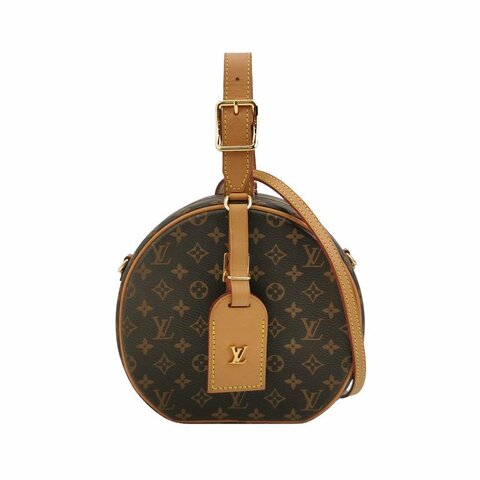 Louis Vuitton (LV) Boite Chapeau小號植鞣革Monogram印花圓餅包斜挎包單肩包芯片款