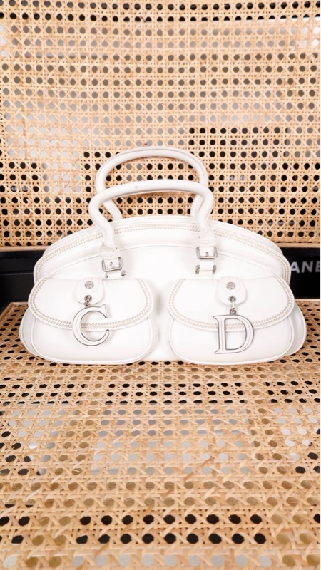 Dior 05年秀款海报款白色外缝线侦探包手提包