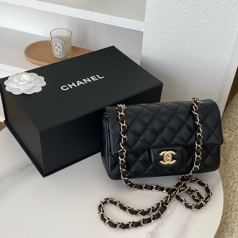 Chanel mini coco20黑金晶片款近新