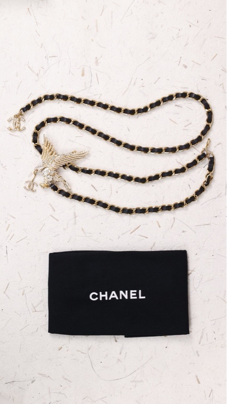 Chanel 01年秀款黑金老鹰双层腰链