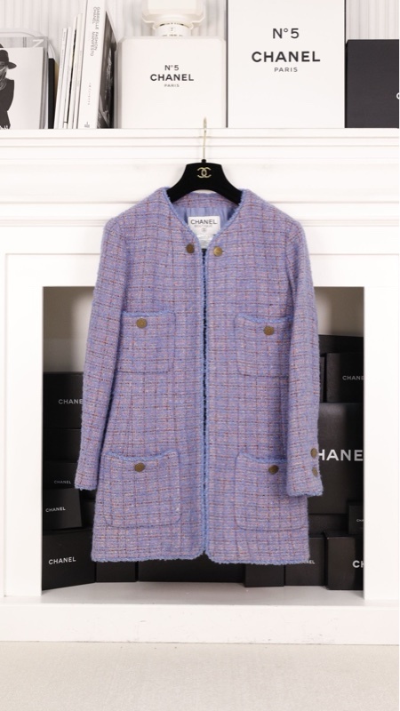 Chanel 97年紫色编织四口袋长款外套