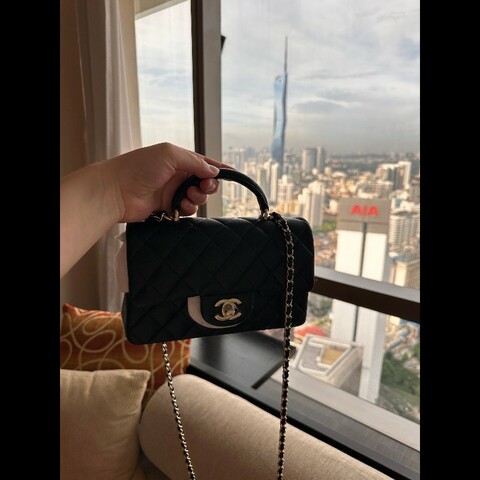極新全配✨️25年11月購證 Chanel CF Mini handle 20 黑色淡金 晶片款羊皮