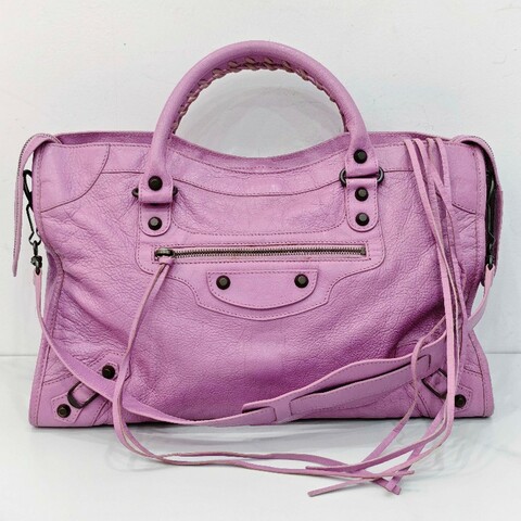 巴黎世家/Balenciaga 粉紫色機車中號