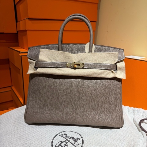 愛馬仕Hermes Birkin25 BK25 金扣 大象灰鉑金包手提包