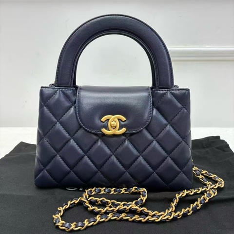 CHANEL香奈兒Kelly Nano 海軍藍金扣 25年款手提包