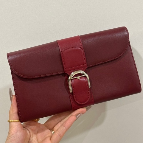 Delvaux 德爾沃 酒紅拼紅長款錢包卡包 內容量大 顏色經典