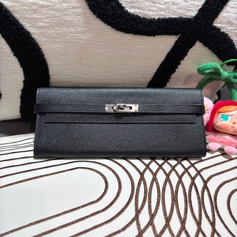 Hermes Kelly wallet 長銀包黑色牛皮銀扣 Stamp T 生產年份2015年98%new 跟盒子