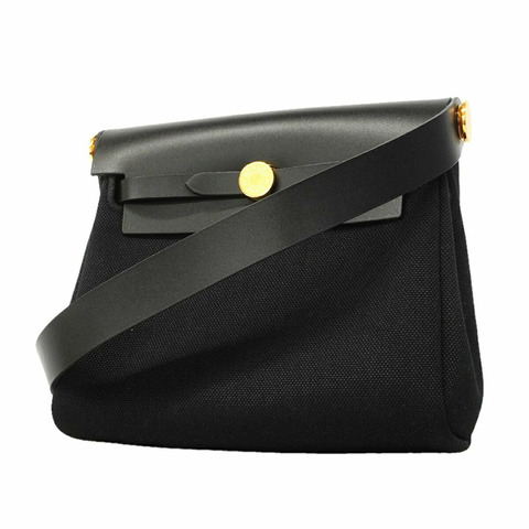 愛馬仕 Herbag Zip Mini Toile Officier 黑色 K 印章女士單肩包
