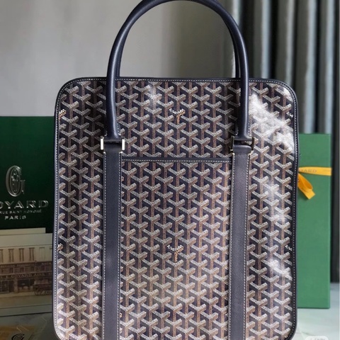 Goyard • 經典深藍色老花Bourgogne公文包 內裡有髒