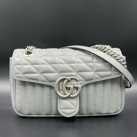 古馳 Gucci灰色銀扣馬蒙26 黑標
