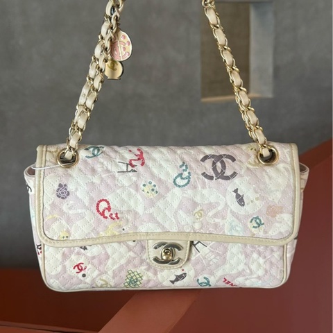 Chanel • 稀有粉金帆布貓咪動物Cf 全網唯一