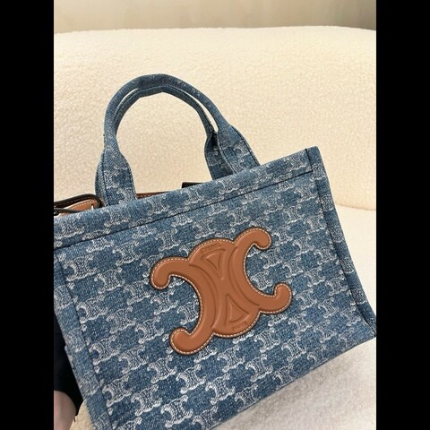 賽琳Celine Cabas Thais小號牛仔凱旋門托特包 99新