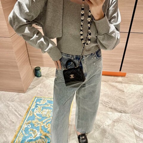 CHANEL 24K黑金 Super mini cocohandle肩背斜背包 12*8*4 98新配件塵袋
