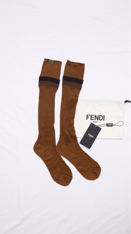 Fendi棕色针织长袜袜子