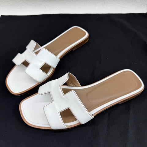HERMES 愛馬仕Oran 白色H型涼鞋拖鞋 36.5碼