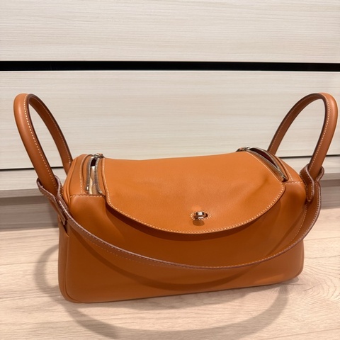 Hermes Lindy 30金棕拼色