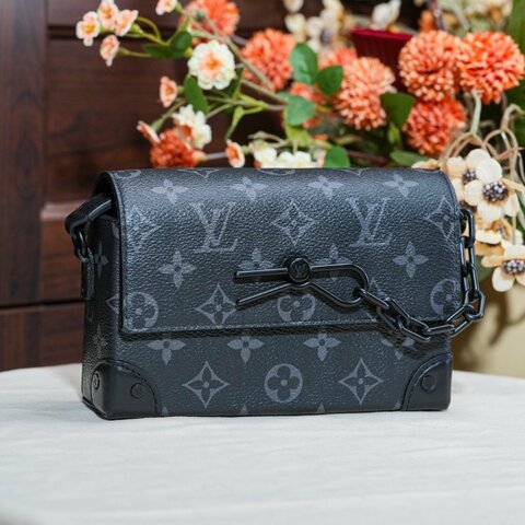 芯片款 路易威登/Louis Vuitton Steamer 黑花盒子包