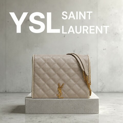 ㊣✨YSL✨(附防塵袋)SAINT LAURENT 聖羅蘭 奶油白 小羊皮 菱格 衍縫 掀蓋 金釦 鏈條 肩背包 斜背包/二手精品/二手包🌳二手樹屋🌳