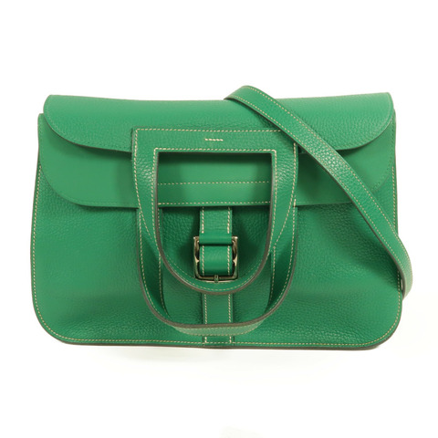 HERMES Clemence皮革Halzan 31手挽肩背兩用袋Menthe