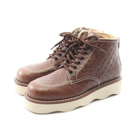 路易威登 LV Waves 系列 Monogram 帆布靴 1ACWDG 皮革棕色二手男款 7 碼