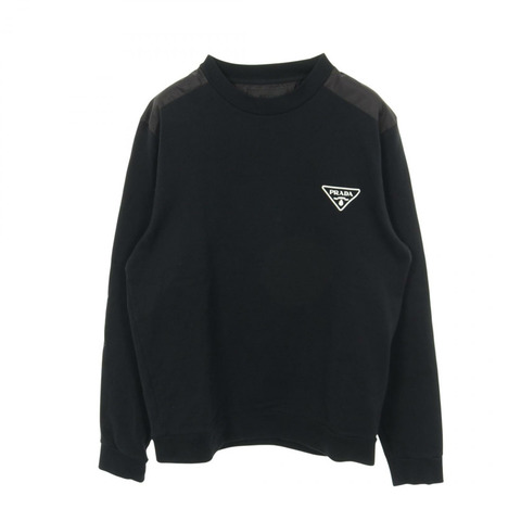 PRADA 三角形 logo 套頭衛衣 #XL 棉尼龍黑色二手男款