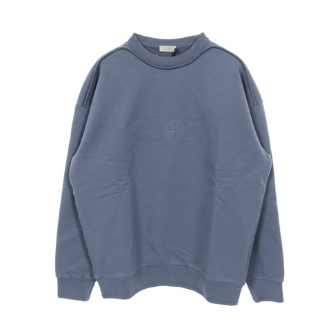 Dior × Stone Island 聯名款衛衣，純棉材質，藍色，二手男款 S 碼