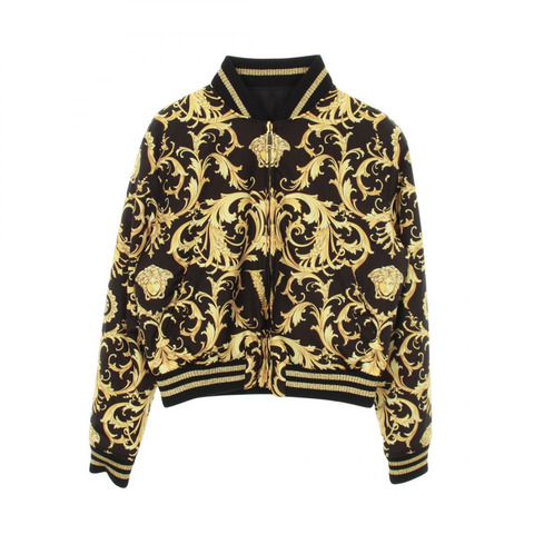 范思哲 (VERSACE) 雙面穿短外套 #40 聚酯纖維 黑色 黃色 二手 女款