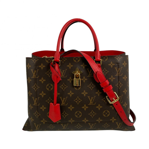 △ LOUIS VUITTON 路易·威登 Brown And Red Coated Canvas Monogram Flower Tote 2 way bag 啡色和紅色塗層帆布經典老花兩用袋 M43553-267013036
