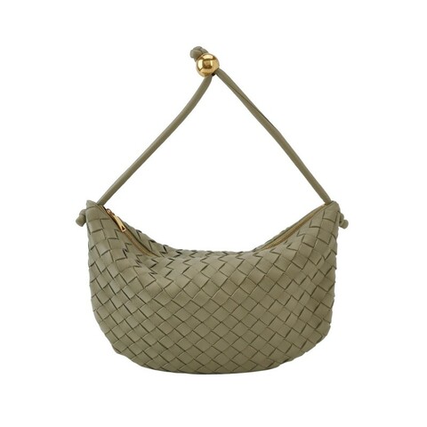 Bottega Veneta Turn羊皮綠色Intrecciato 編織肩背包