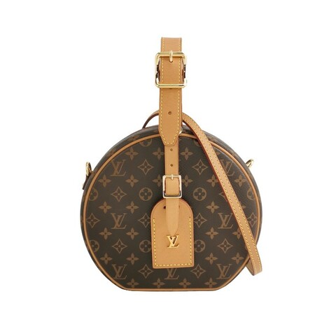 Louis Vuitton (LV) Boite Chapeau 小號植鞣革Monogram印花圓餅包晶片款
