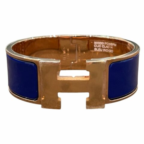 HERMES 愛馬仕 CLIC CLAC H 寬版手環 合金/琺瑯 玫瑰金釦