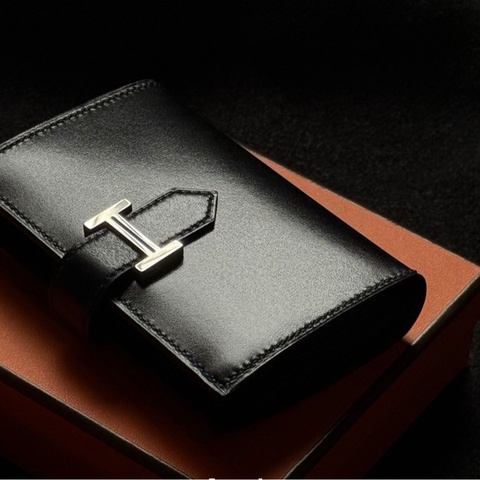 愛馬仕Hermès  Bearn mini  black silver H黑銀釦卡包/短夾#BOX皮