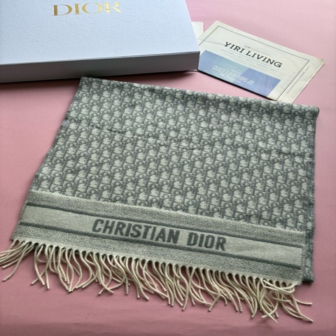 Dior 灰滿版logo雙面圍巾🧣