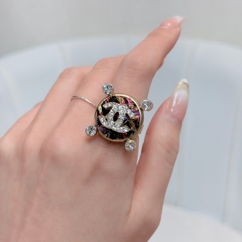 CHANEL Tweed 粗花尼水鑽戒指 IA083