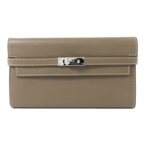 HERMES Epsom皮革Kelly Wallet長錢包Etoupe