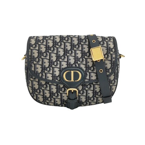 Dior Bobby中號牛皮帆布Oblique老花CD標誌磁扣斜挎包單肩包