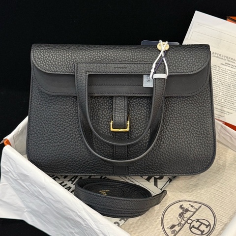 Hermes/愛馬仕 halzan25 哈喇子 黑金 B刻 附件：盒子 塵袋 肩帶 毛氈