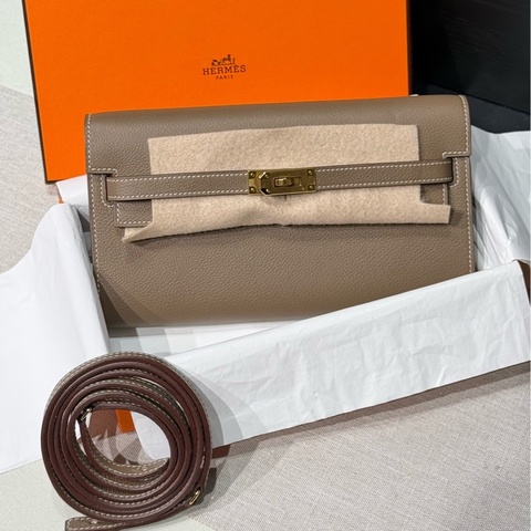 Hermes/愛馬仕 kelly togo 大象灰 金扣 W刻 EC皮