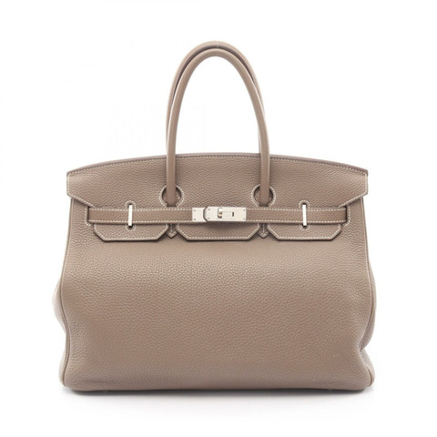 愛馬仕 Birkin 35 手提包 028496CK Togo 皮革 灰色 Etoupe 灰色 SHW 二手 O