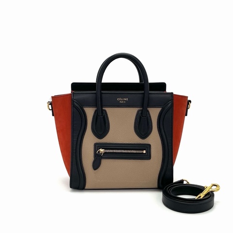 威選精品｜CELINE Luggage Nano 拼色笑臉包 🤎🖤✨