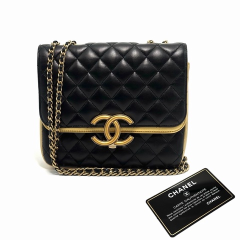 威選精品｜CHANEL 埃及系列 黑金羊皮肩背斜背包 🖤✨
