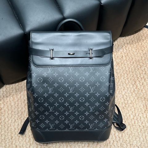 路易威登/Louis Vuitton Steamer Monogram Eclipse 塗層帆布 男士雙肩包 芯片款